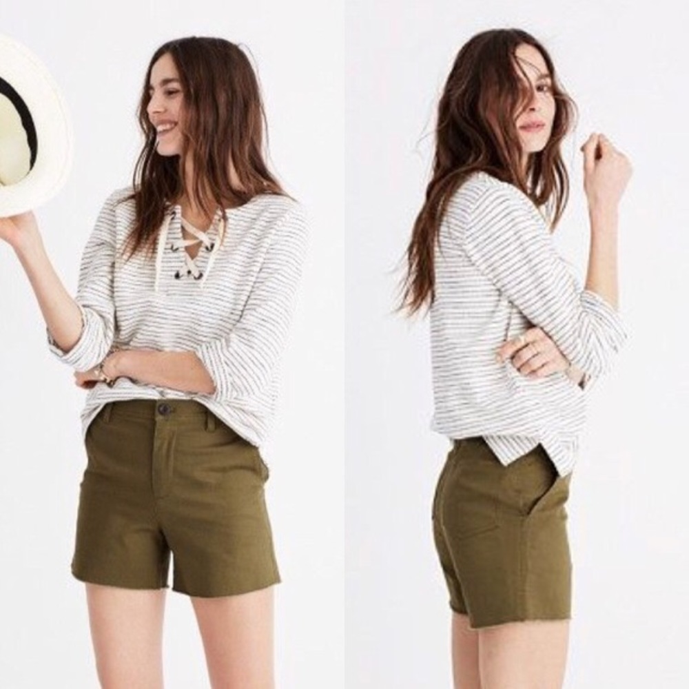 Madewell High Rise Green Cargo Shorts